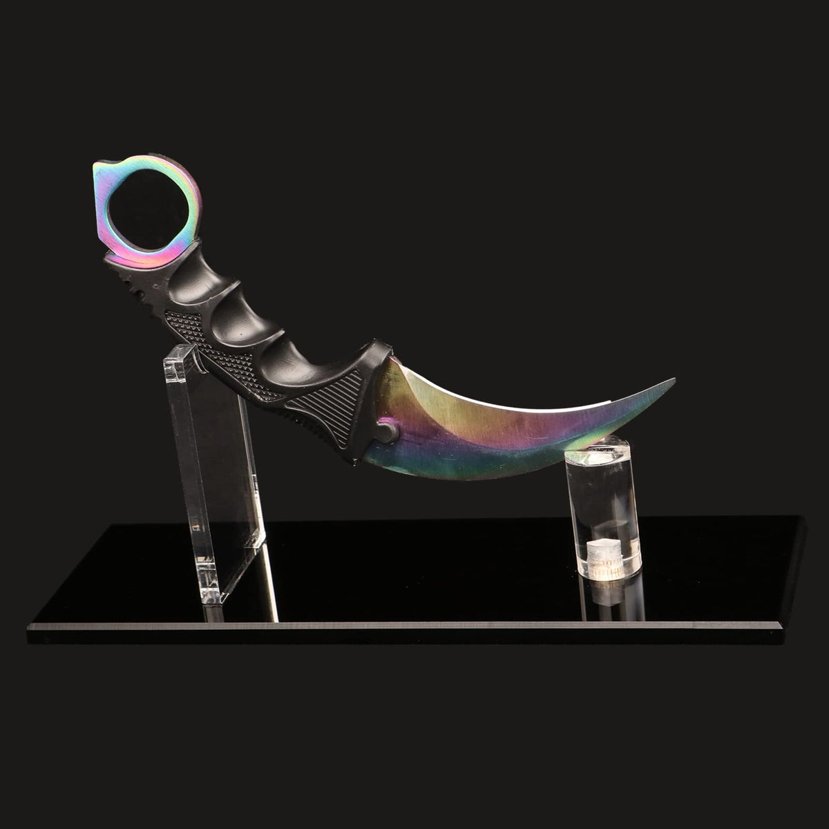 WANLIAN Knife Display Stand Knife Holder Fixed Blade Knife Collection Display Stand Holder Display Single Knife for Home Decor (Black)