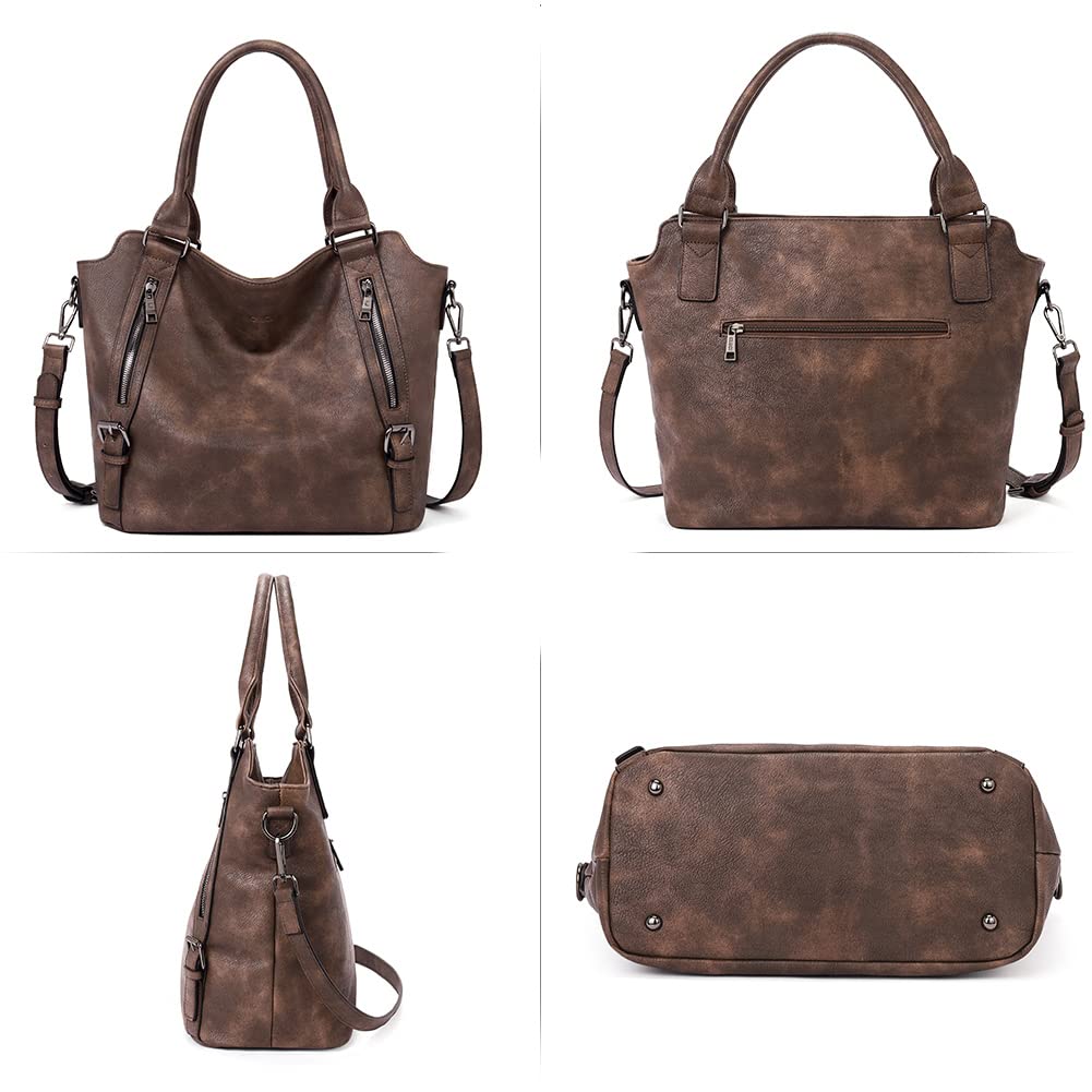 CLUCI Purses for Women Vegan Leather Hobo bag Large Handbag Shoulder Bag with Adjustable Strap Dark Coffee