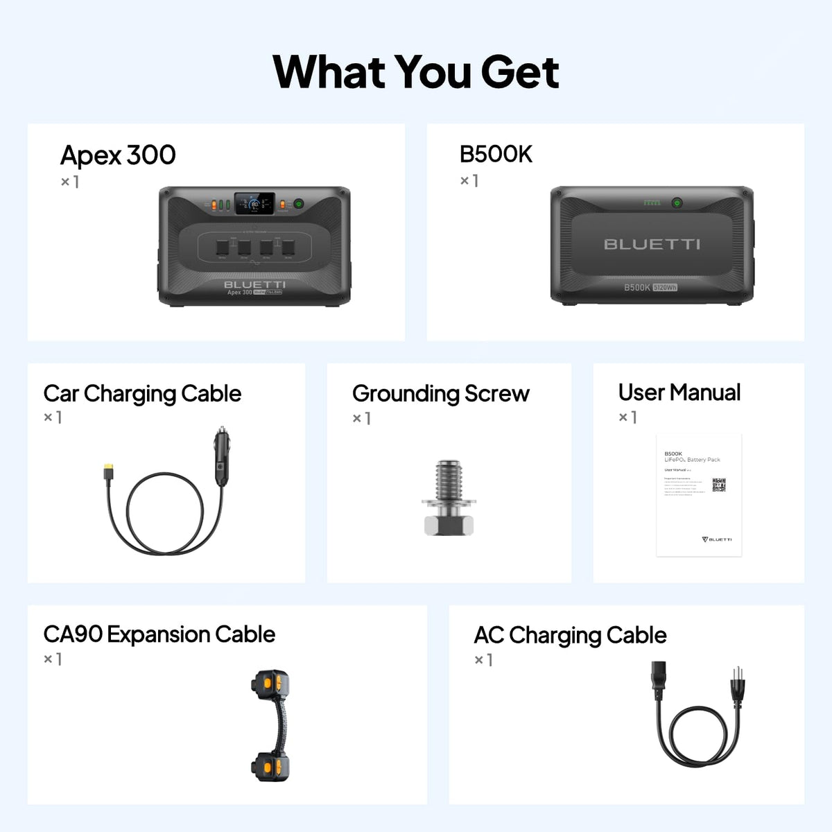 BLUETTI Apex 300 Portable Power Station & B500K Expansion Battery, 7884.8Wh LFP Battery Backup with 6 3840W AC Outlets (7680W Surge), 120V/240V Dual Voltage Output, for Home, RV and Emergencies