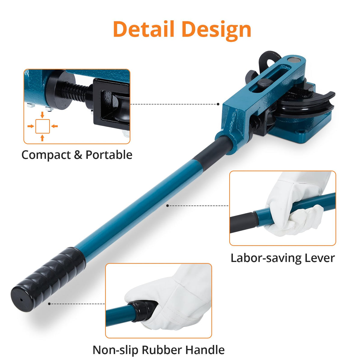 Tube Bender, 3/8" to 1" Manual Tube Bender with Tube Cutter and 7 Sturdy Dies, 0-180° Easy and Fast Bending, Heavy Duty Steel Metal Copper Tube Bender for Repair Shops