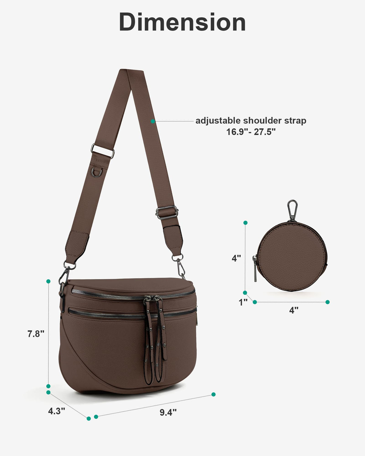 CHERUBEL Crossbody Bags for Women, Soft Vegan Leather Shoulder Crossbody Bum Bags for Women with Coin Purse