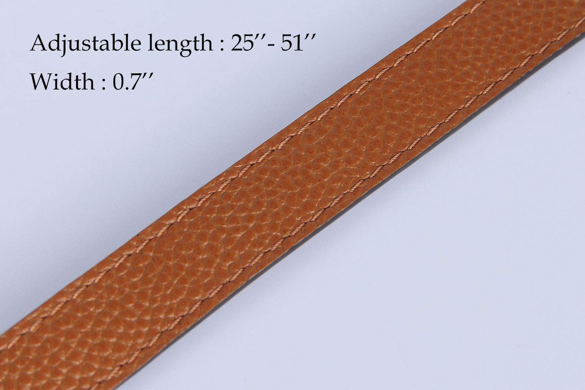 VanEnjoy Full Grain Leather Adjustable Replacement Cross Body Purse Shoulder Strap, 0.7” Width, Adjustable Length 25”-51” (Brown)