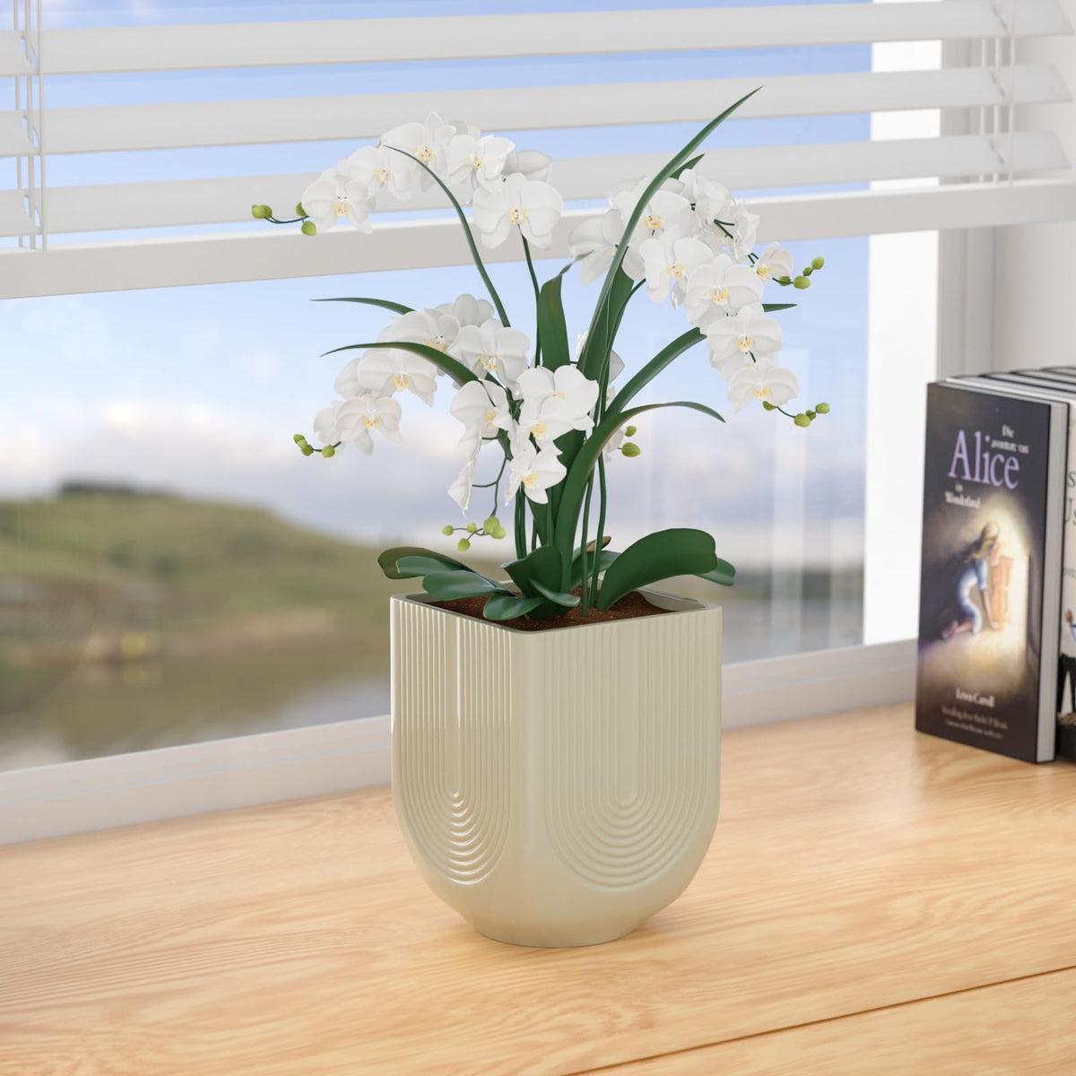 XiHuaer Ceramic Planter, 6 Inch Plant Pot with Drainage Hole, Indoor Outdoor Planter Flower Pots, Ivory Pot for Plants