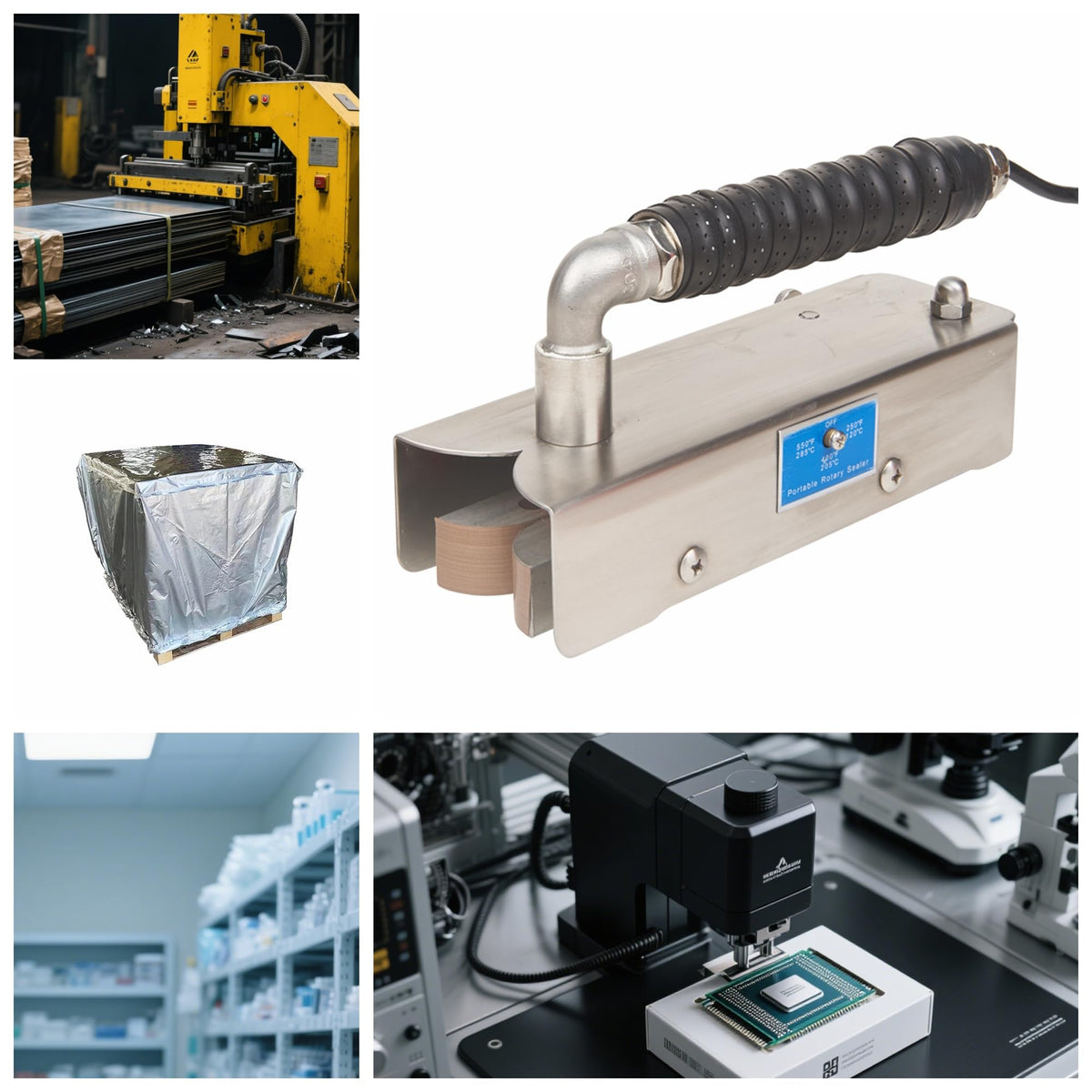 Continuous Hand Rotary Bag Sealer Model ROS-25 Stainless Steel Portable Directly-heated Hand Held Sealer For Industrial,Cement Cowhide Bag