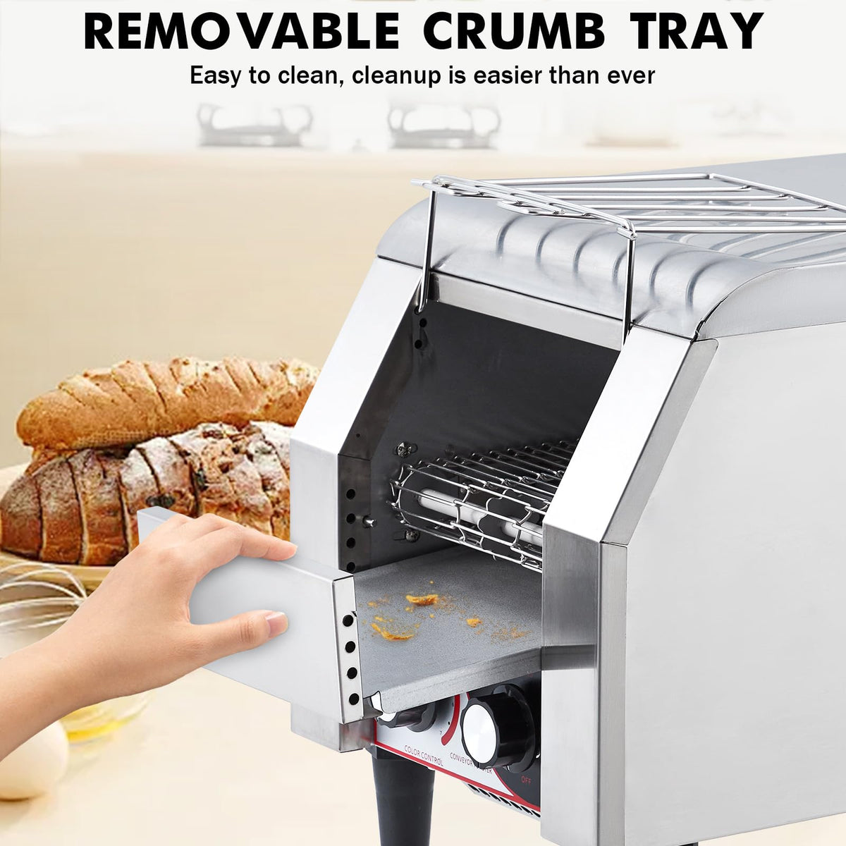 MERXENG Commercial Toaster Conveyor 300 Slices/H Heavy Duty Industrial Conveyor Toaster Stainless Steel Electric Oven with Dual Heating Tube 7-speed Adjustments for Bagel Croissant