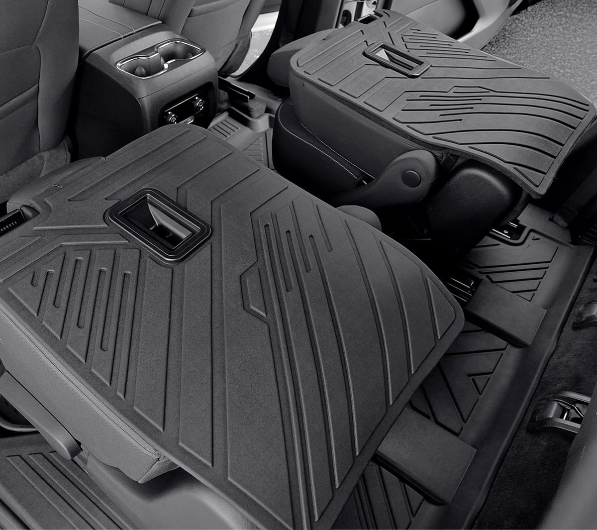 JOULARISE Floor Mats Set for 2024-2026 Chevy Traverse & 2024-2026 GMC Acadia & 2025-2026 Buick Enclave, Only for 7 Seats Captain Chairs, All Weather TPE Cargo Liner Door Sill Guards Accessories