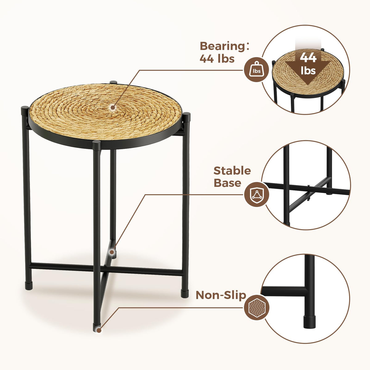 Bamworld Indoor Plant Stand Tall Plant Table Corner Plant Stool Boho Small Plant Holder Single Flower Stand for Large Plants Decor Pot Stand for Living Room Bedroom Balcony