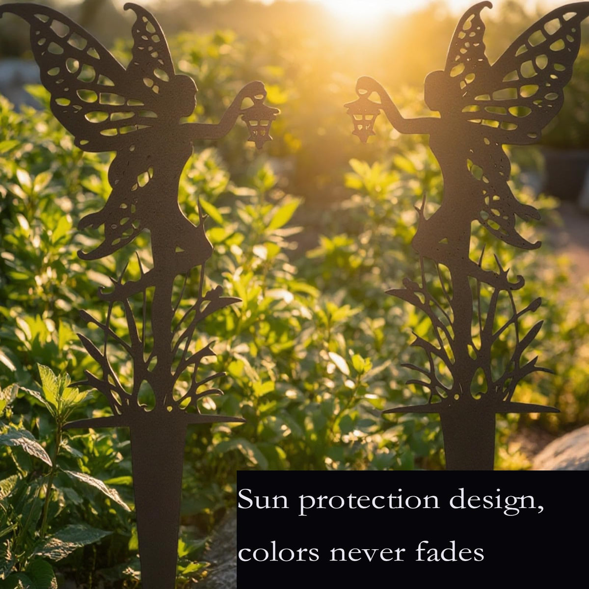 AJHXZMFC Decorative Garden Stakes, Fairy Garden Stakes, Butterfly Fairy Stakes for Weather Resistant Black Metal Outdoor Decorative Art for Women Gift (Matte Black, 6P-A)