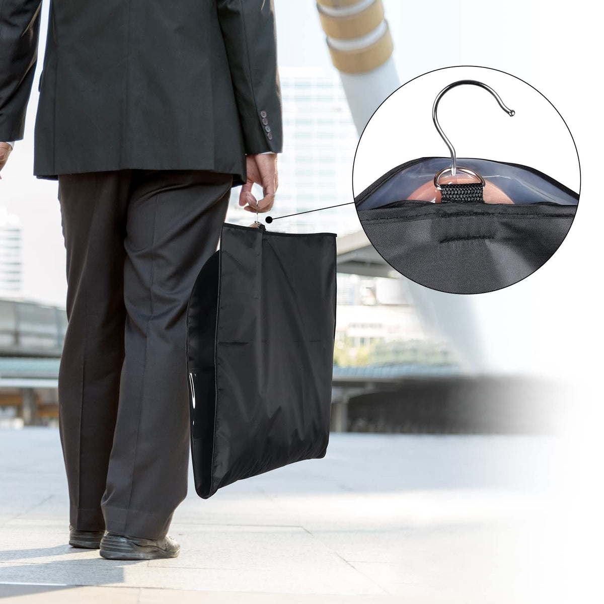 Univivi Garment Bag Suit Bag for Storage and Travel 43 inch, Washable Suit Cover for T-Shirt, Jacket, Suits, Coats, Set of 5, Oxford Fabrics