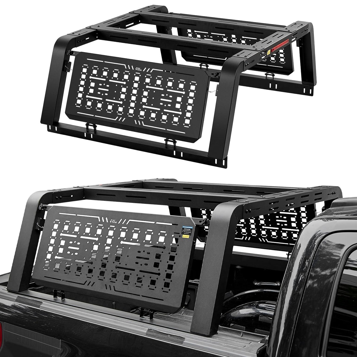 JOYTUTUS Full Size Truck Bed Rack, Overland Bed Racks for Trucks Compatible with F150 F250 F350 Silverado Sierra Ram, 24.6 Inch High Truck Bed Rack for Roof Top Tent, with Foldable Molle Panel