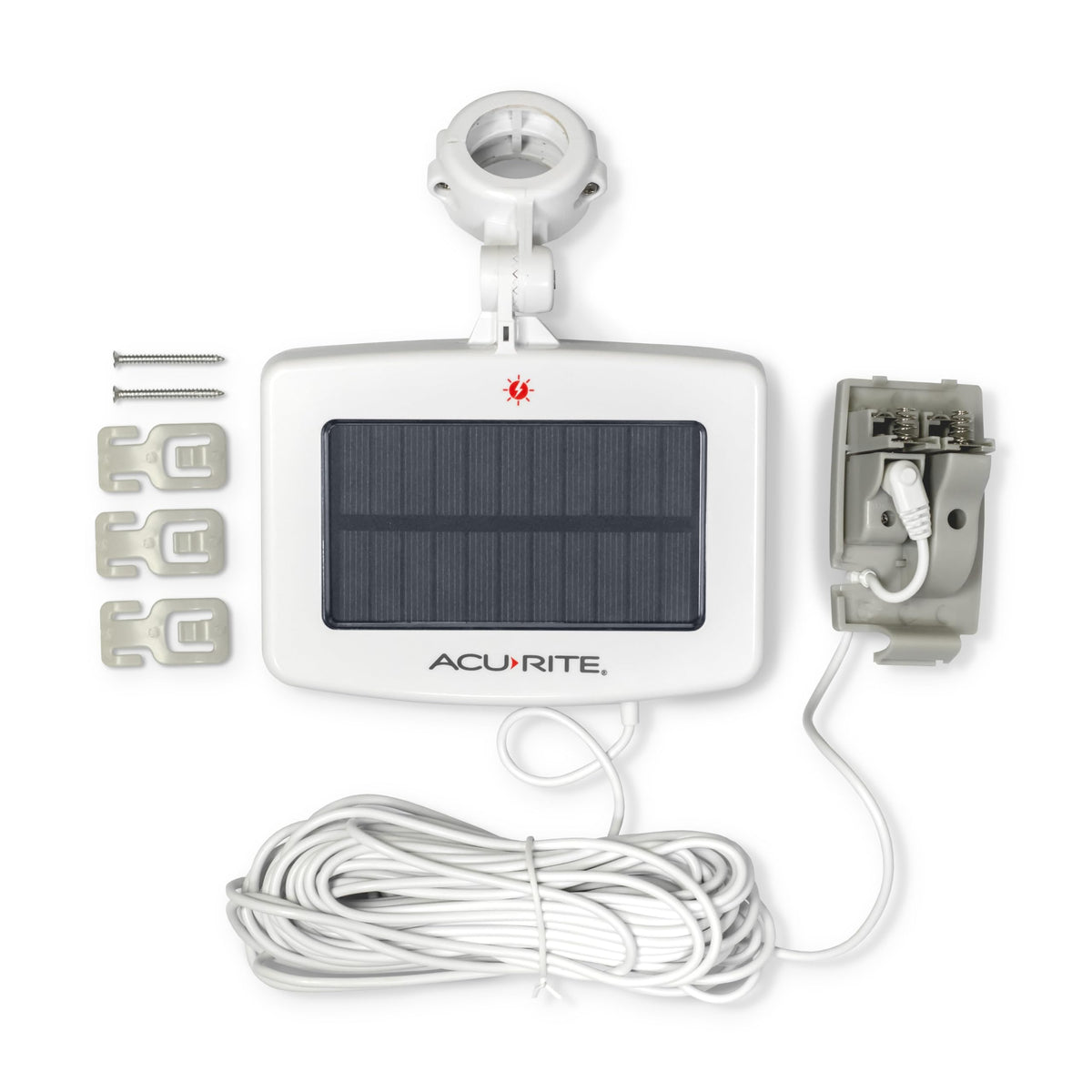 AcuRite Iris (5-in-1) Wireless Weather Station with Solar Power Pack for Indoor and Outdoor Temperature, Humidity, Wind Speed and Direction, and Rainfall with Dark-Themed Digital Display (01517RM)