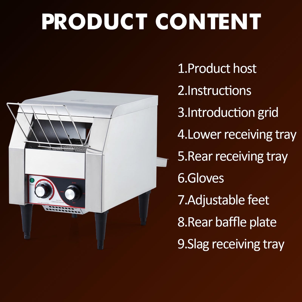 GAOMON Commercial Toaster Conveyor 150 Slices/H, Heavy Duty Industrial Conveyor Toaster, Stainless Steel Electric Oven with Dual Heating Tube 7-speed Adjustments for Bagel Croissant Restaurant Bakery