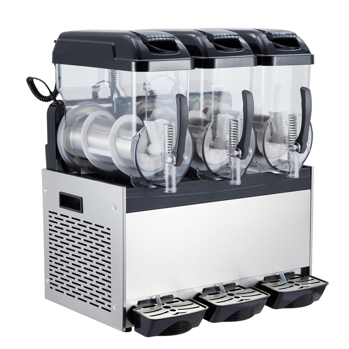 PeacefulHues Commercial Slushy Machine Frozen Drink Machine, Three Tank 12l 860w Stainless Steel, Margarita Wine Slush Smoothies Maker for Restaurant Bar Party