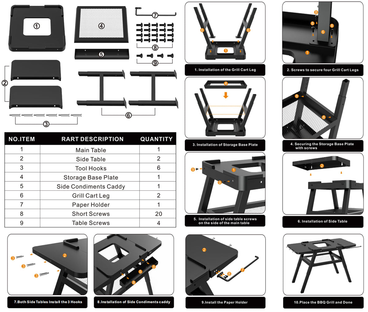 Grill Stand for Ninja Woodfire Outdoor Grills, Portable Adjustable Grill Cart Table for Ninja XSKUNSTAND OG700 OG800 OG900 OO101 Series & for Artisan MO201 Pizza Oven Stand Accessories with Shelves