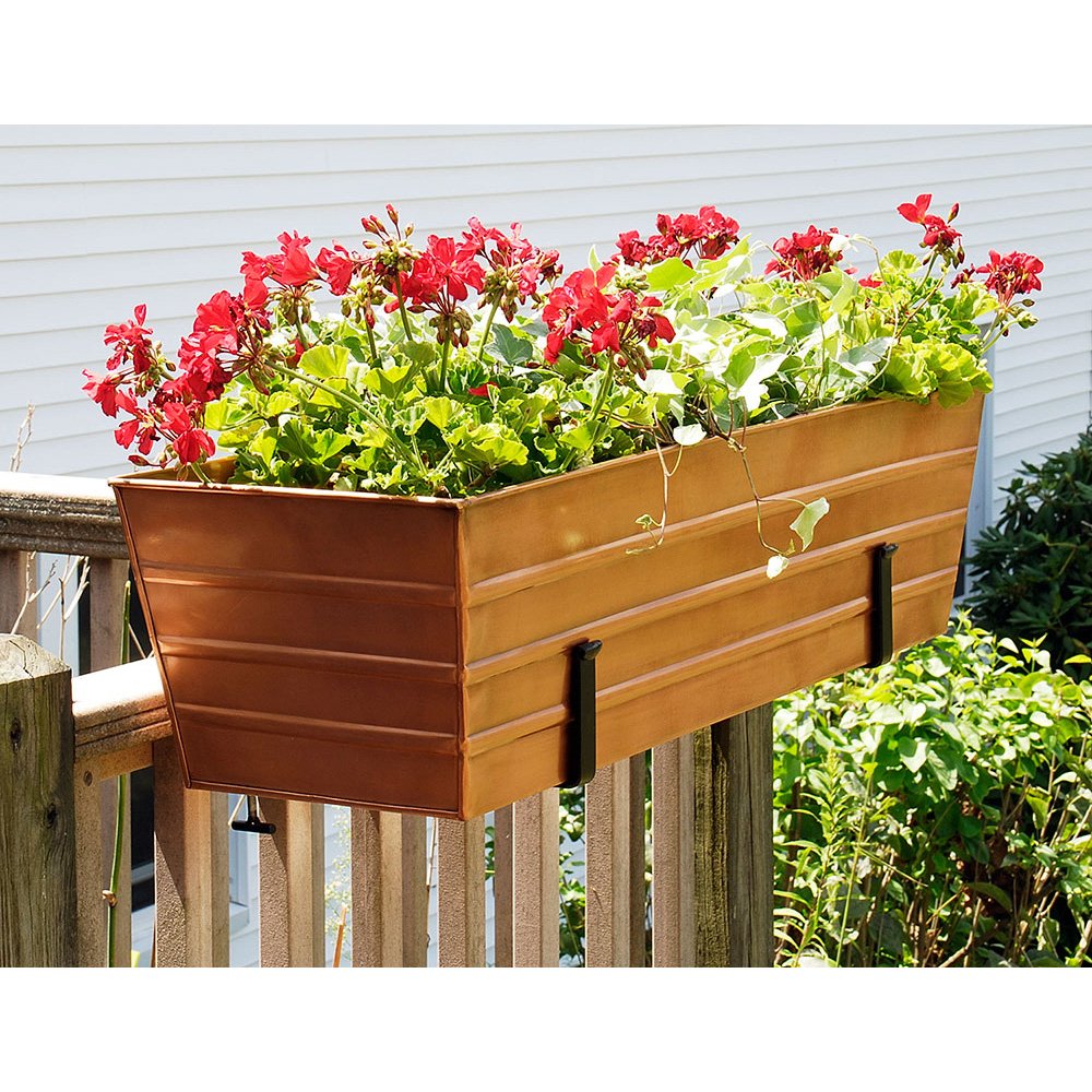 Achla Designs C-21C Plated Flower Box, Window Flowerbox Planter, Large, Copper