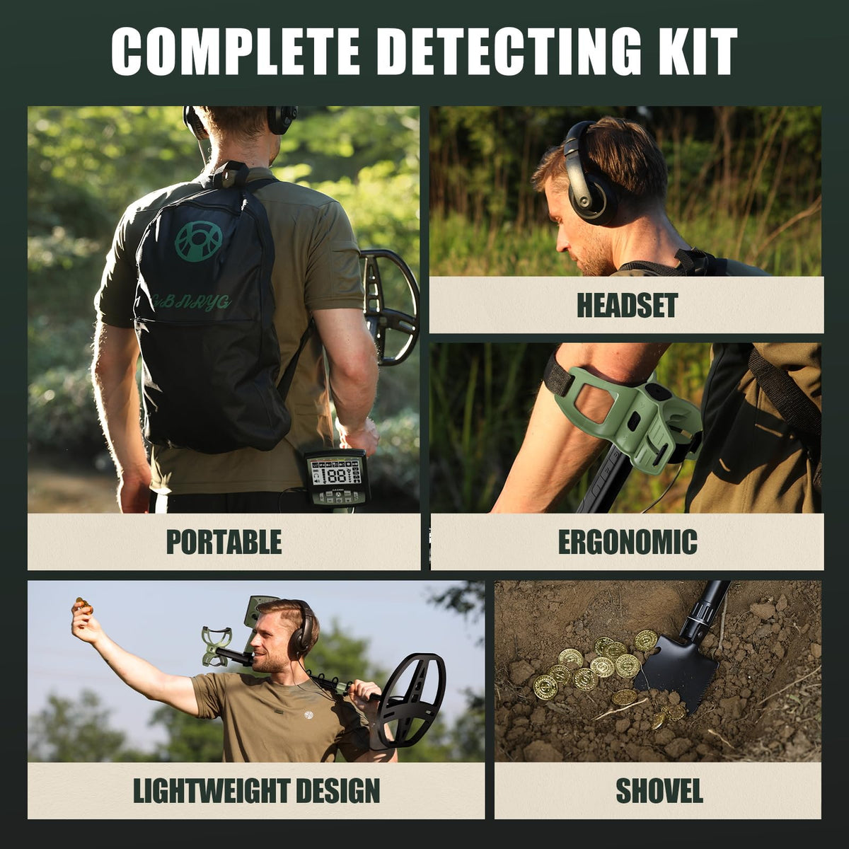 Gbnryg Professional Metal Detector for Adults,12" IP68 Waterproof Search Coil with LCD Backlight,5 Modes Gold Detector,Advanced DSP Chip&High Accuracy System for Beach/Gold Hunting
