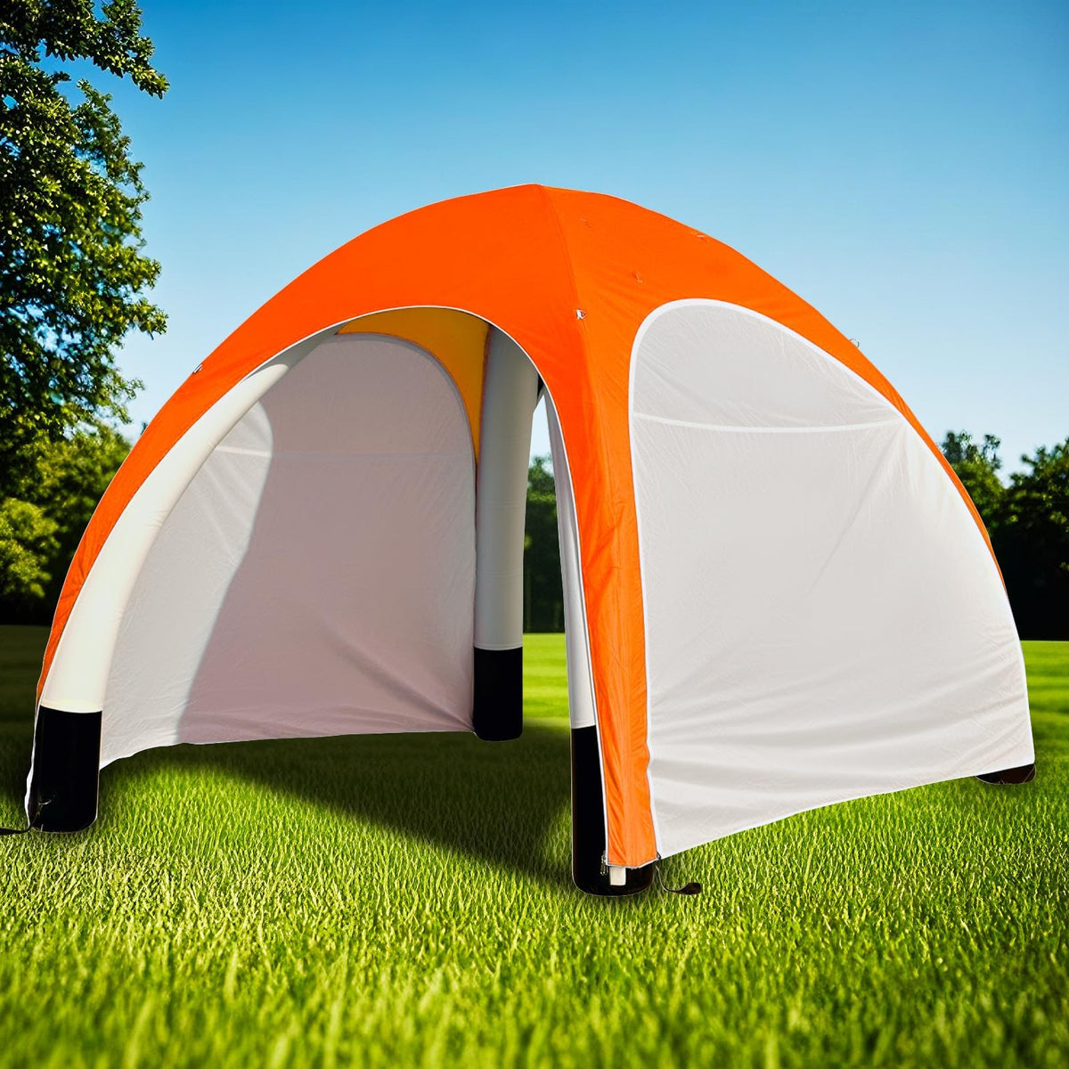 Inflatable Shade Air Canopy Tent – 10x10Ft Outdoor UV Protection Sun Shelter with 2 Removable Side Panels,Stakes & Sandbags,Air Pump,– for Outdoor,Marketing Events,Trade Shows(Orange)