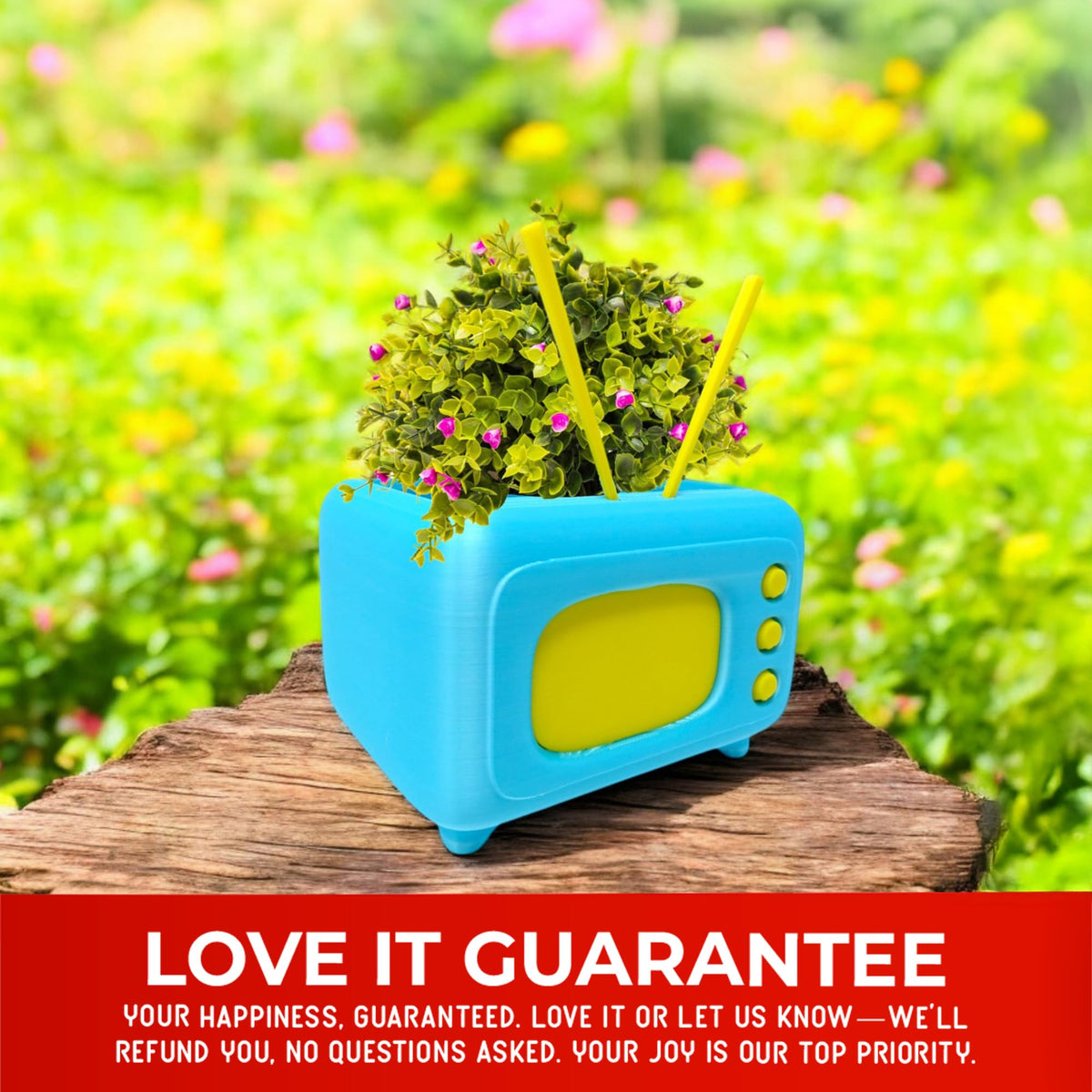 Mini Retro TV Succulent Planter β Funny 3D Printed Pot for Air Plants or Cactus, Unique Kawaii Desk Decor, Novelty Gift Idea for Plant Lovers, Office Display, Dorm Shelf, Home Accent