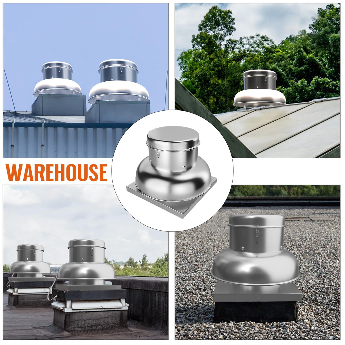 ExploreHorizon 1400CFM Upblast Roof Exhaust Fan,High-Speed Direct Drive, Upgraded Motor, 24.05" Fan Base for Restaurants, Factories, and Warehouses, Silent Operation & Weather-Resistant Design