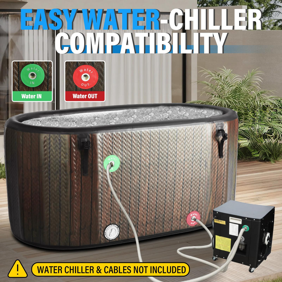 AKSPORT Ice Bath Tub for Athletes, 238 Gallons Inflatable Cold Plunge Tub Compatible with Water Chillers,Icebath for Recovery & Cold Water Therapy, Portable Bathtub for Indoor & Outdoor-Wood