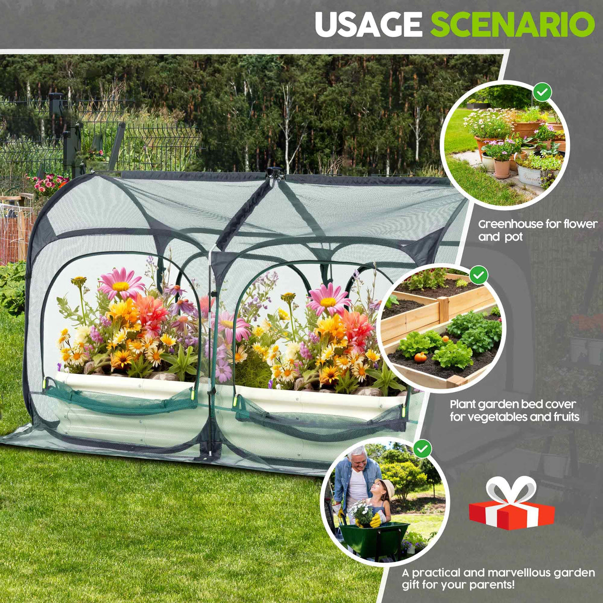 Poray Large 5.3x2.6FT Plant Netting Cover, Pop up Tunnel Crop Cage Gardening Net,Pest Guard Cover for Vegetables &Fruits,Durable Gardening Net for Plant and Animal
