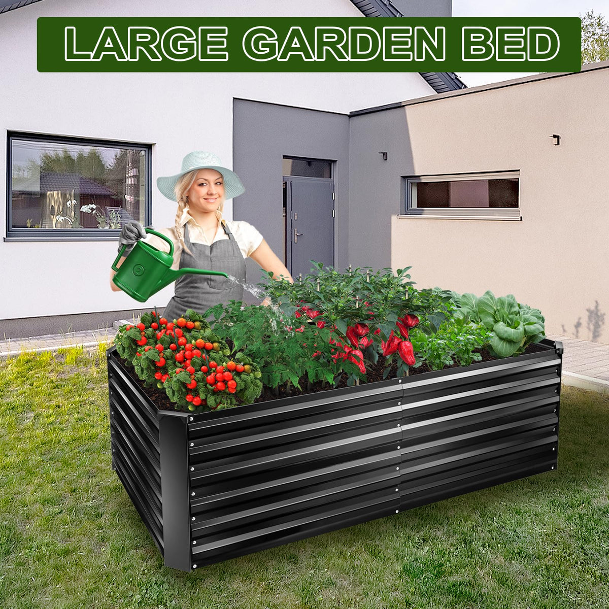 EDOSTORY Metal Raised Bed Garden Bed Kit, 6x3x2ft Tall Galvanized Planter Raised Garden Boxes Outdoor, Large Metal Raised Garden Beds for Flowers, Vegetables, Herbs