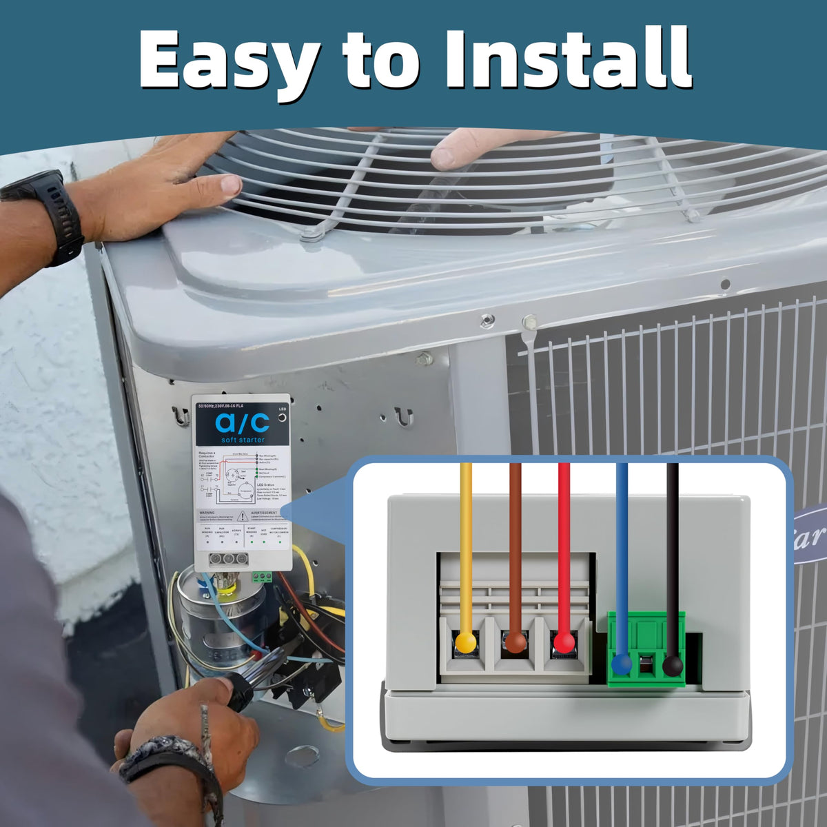 Eshcol AC Soft Start Kit for 1.75-3.5 Ton Air Conditioners, Fit for Home, RV, Commercial, Generators Use. Easy to Install, Reduces Start-Up Current by 70%, 110V-240V. Compatible with Most AC Brands.