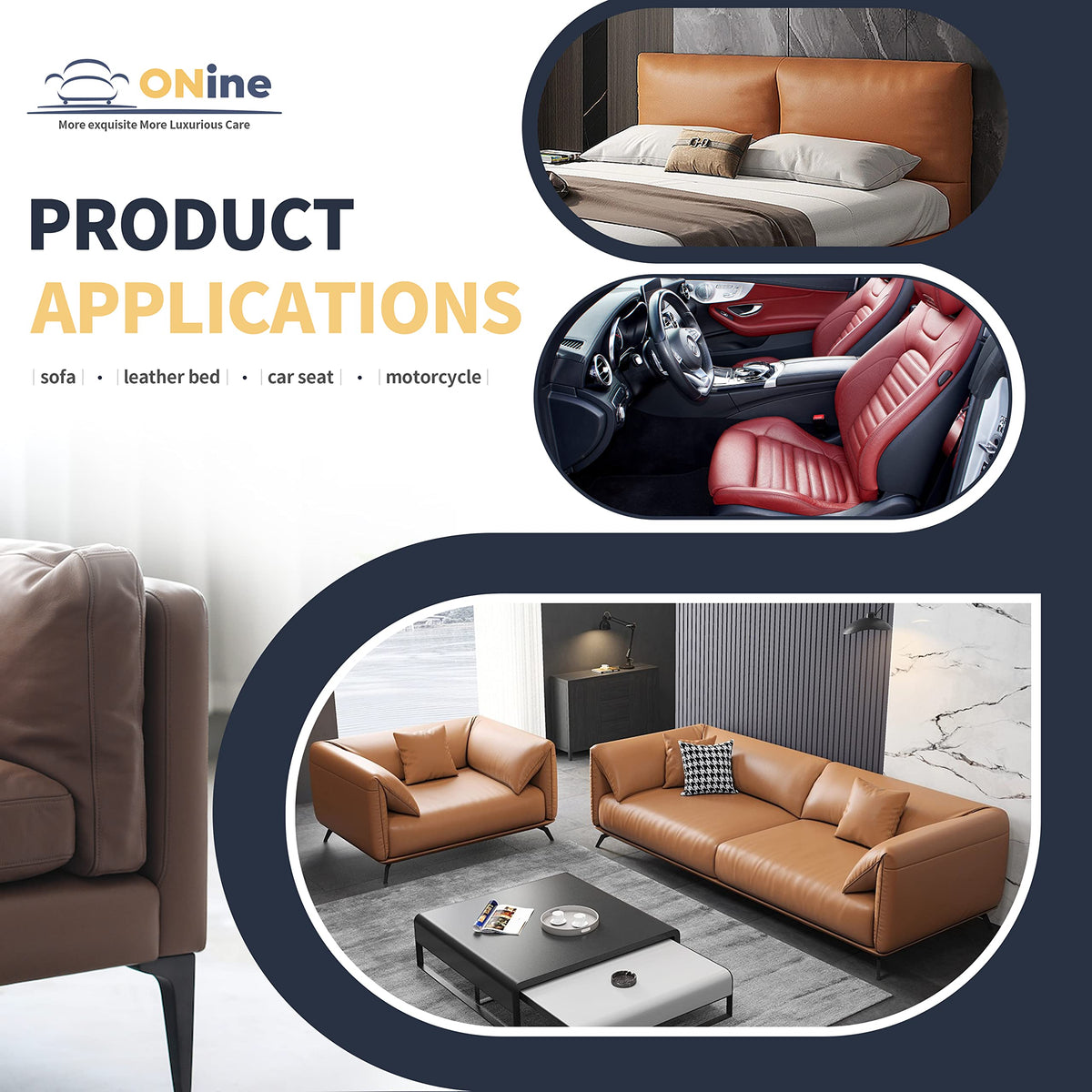 ONine Leather Repair Patch,Leather Repair Tape, 16 x 48 inches Leather Repair Patch for Furniture,Vinyl Repair kit,Leather Couch Patch,for Sofas, Furniture, car Seats(Black Brown)