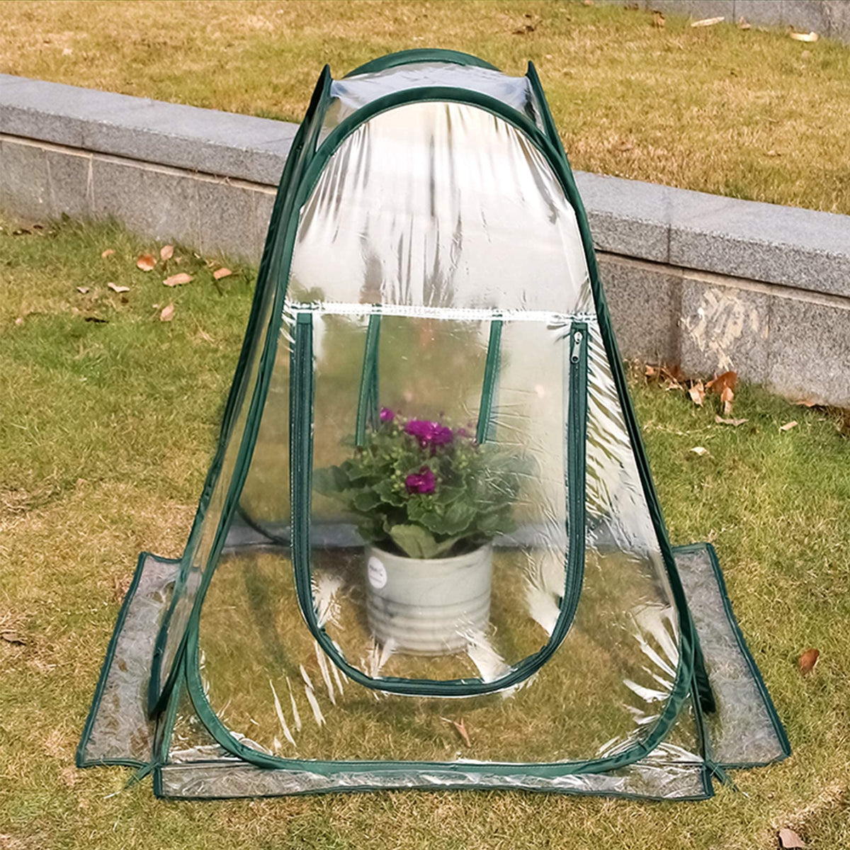 Pop up Greenhouse Cover, Transparent PVC Mini Small Grow Plant House Tent, Gardening Flowerpot Warm Room Backyard Flower Shelter for Indoor Outdoor (27"x27"x31")