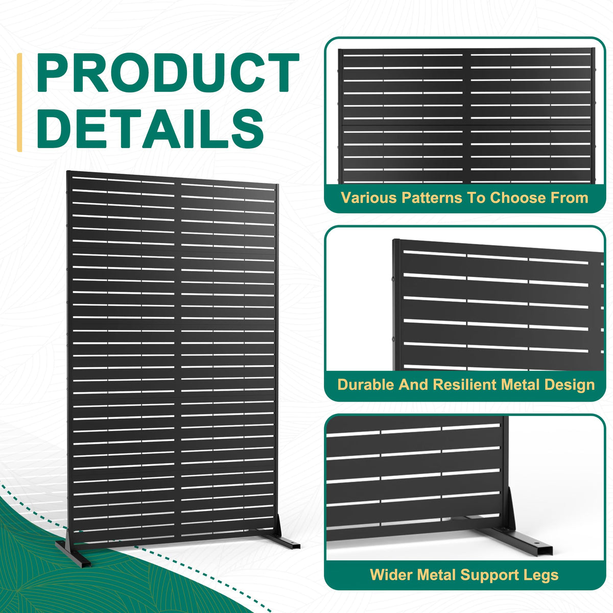 72" H×44" W Metal Outdoor Privacy Screen Freestanding, Outdoor Screens for Patio Lawn Deck, Privacy Panels Decorative Fence(Consists of 5 Panels)