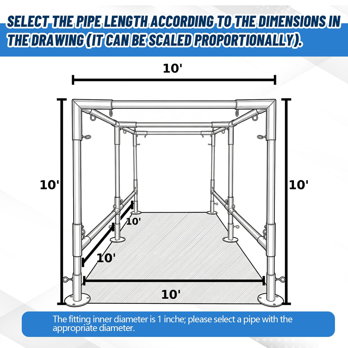 Frienda Flat-Top Canopy Fittings Connects 1" Pipes, 6-Leg Flat-Top Carport Frame Connectors Kit DIY Project for Low-Slope Roof Carport, Shed, Gazebo, Greenhouse, Shelter Deck, Pipes Not Included