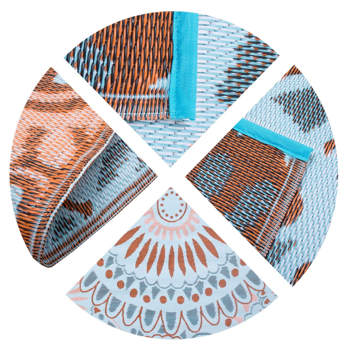 Santextile Reversible Outdoor/Indoor Plastic Straw Rugs Waterproof Portable Mat Easy to Clean Outdoor Patio Mat, Perfect for Garden, Patio, Picnic, Decking-(Blue,9x18Ft)