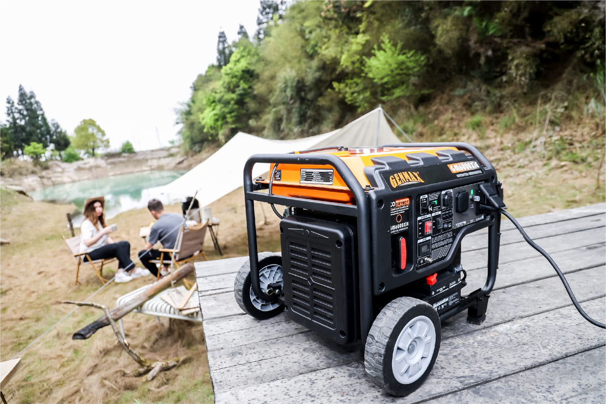 GENMAX Portable Inverter Generator, 6000W open frame Gas Powered High Speed Engine with Electric Start, Ultra Lightweight for Backup Home Use & Job Site,EPA Compliant (GM6000XiE)