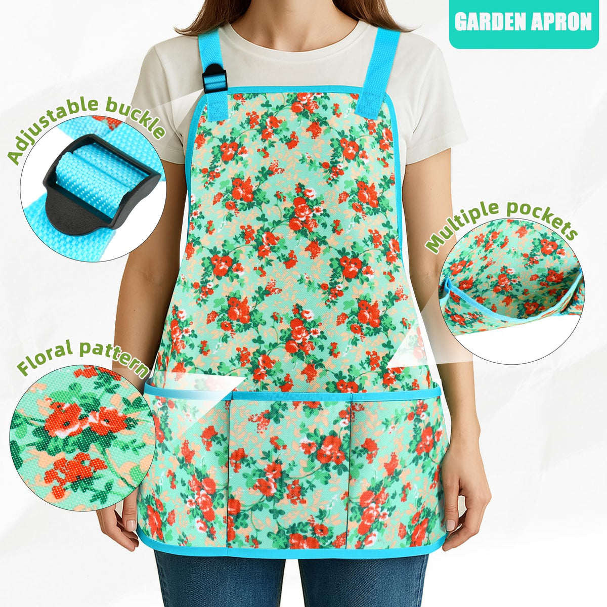 Garden Tools Set WANCHI 10 Piece Heavy Duty Floral Garden Tool Set Gardening Gifts for Women Men Birthday Rust-Proof Aluminum Garden Hand Tools Gardening Kit with Tote Bag Apron Glove