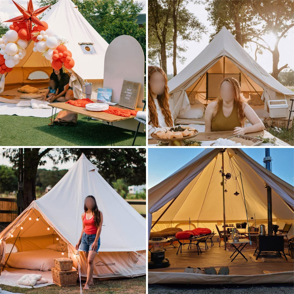 DANCHEL OUTDOOR B5PRO 4 Season Canvas Tent with Stove Jack Camping, Large Bell Tent with AC Port Yurt All Year Living, Luxury Glamping for 8 Person Hunting Party, 20ft/6m