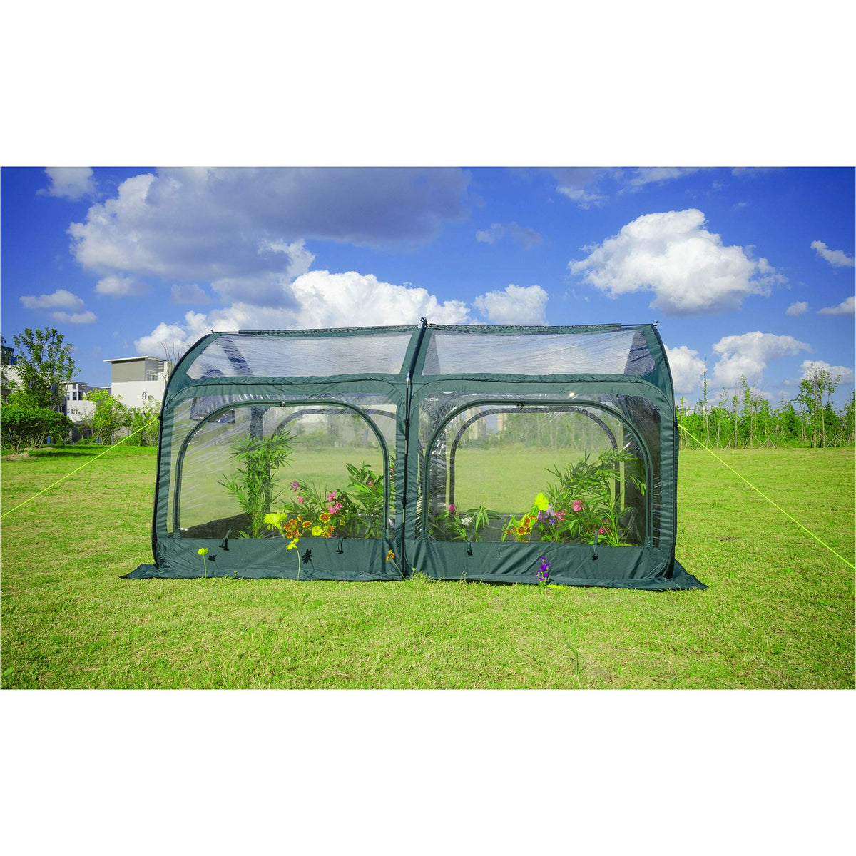 porayhut Pop Up Greenhouse Cover Flower House Mini Gardening Plant Flower Sunshine Room,Backyard PVC Cover for Cold Frost Protector Gardening Plants(98''Long Tunnel Greenhouse Tent )