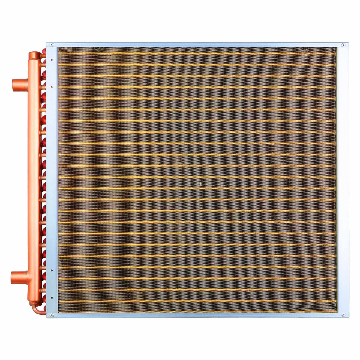VEVOR Water to Air Heat Exchanger, 24 x 24 in Finned Tube HVAC Heat Exchanger Coil with Copper Tubes & Aluminum Fins, 225K BTU Output for Outdoor Wood Furnace, Hydronic Heating & Cooling Systems
