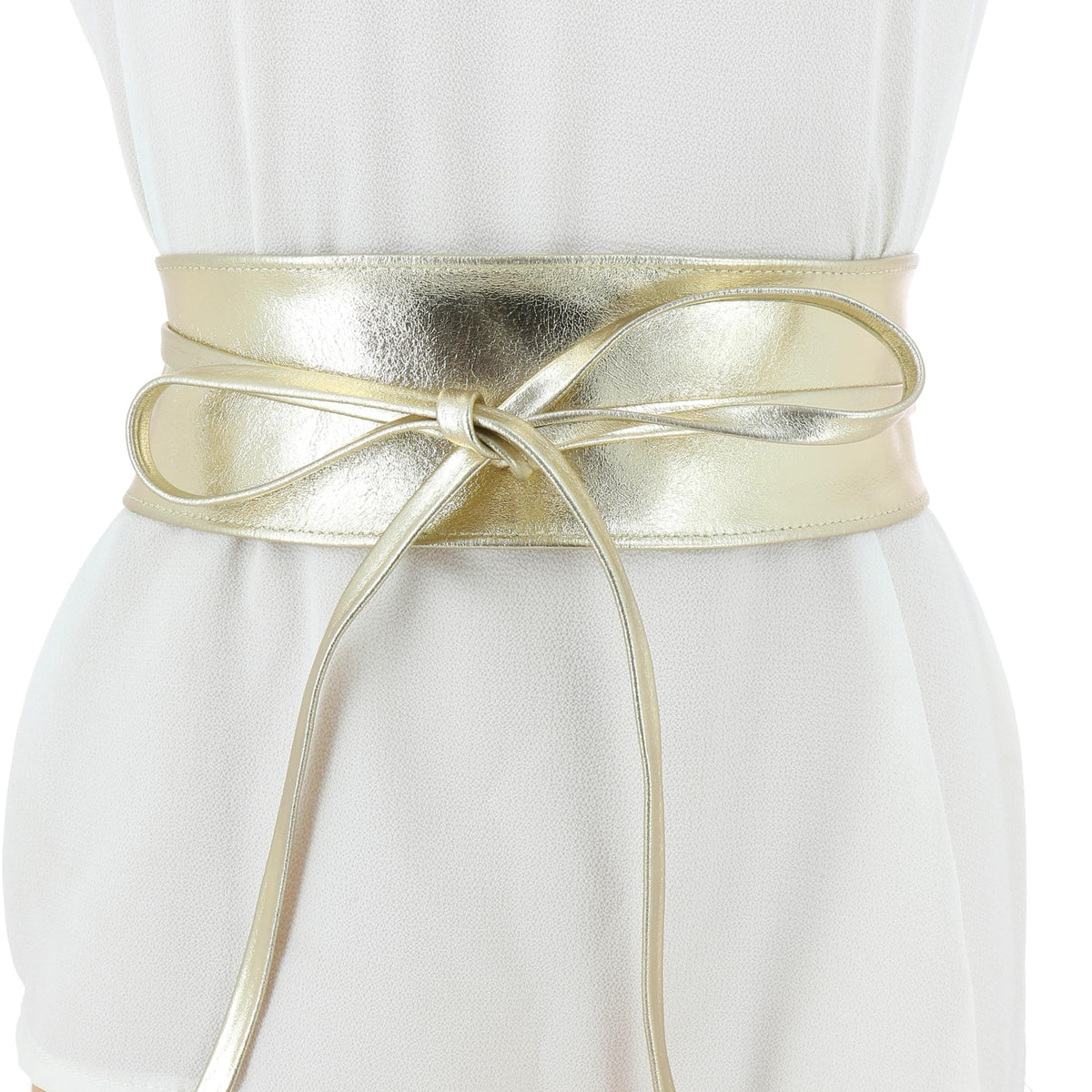 FASHIONGEN - Woman Italian leather Obi belt, CASSIANE - Golden, L-XL
