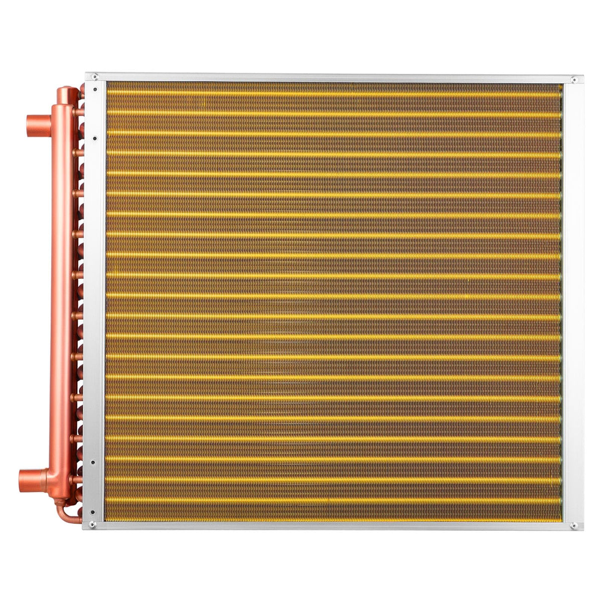 VEVOR Water to Air Heat Exchanger, 22 x 22 in Finned Tube HVAC Heat Exchanger Coil with Copper Tubes & Aluminum Fins, 190K BTU Output for Outdoor Wood Furnace, Hydronic Heating & Cooling Systems