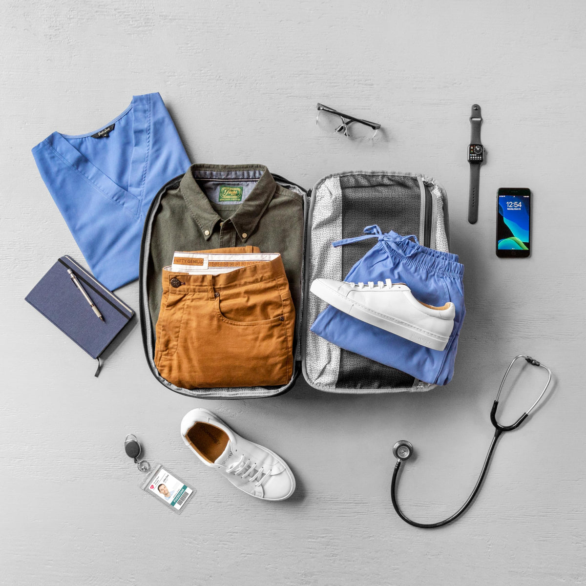 Knack Series 1 Laptop Backpack Fits up to 15 Inch - Knack Bags Carry-On Backpack, TSA Approved, Expandable Travel Backpacks With 3 Day Outfit Capacity (Indigo Blue, Medium)