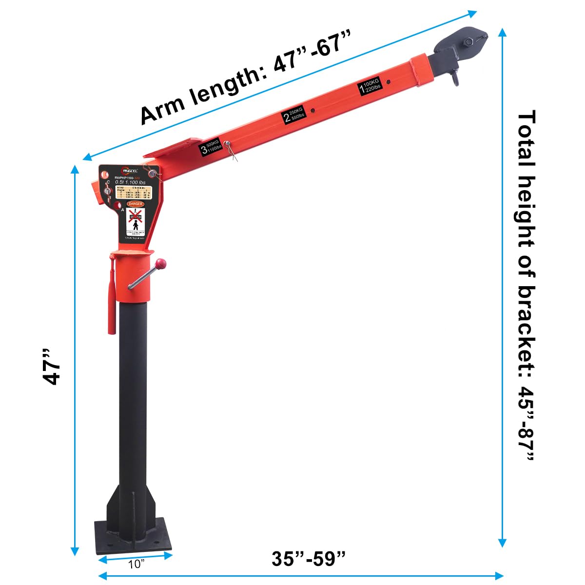 RUGCEL WINCH New 1100lb Folding Truck-Mounted Crane, with Electric Winch 3500 lb 12V, Painted Steel Pickup Truck Jib Cranes 360 Swivel Lift Electric Hoist