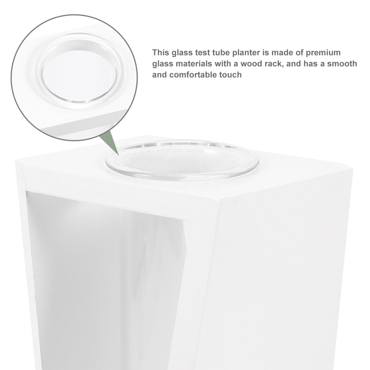PRETYZOOM Wooden Frame Test Tube Plant Vase for Indoor Hydroponic Propagation, Glass Flower Vase with White Stand, Tube Planter Terrarium for Home and Office Décor