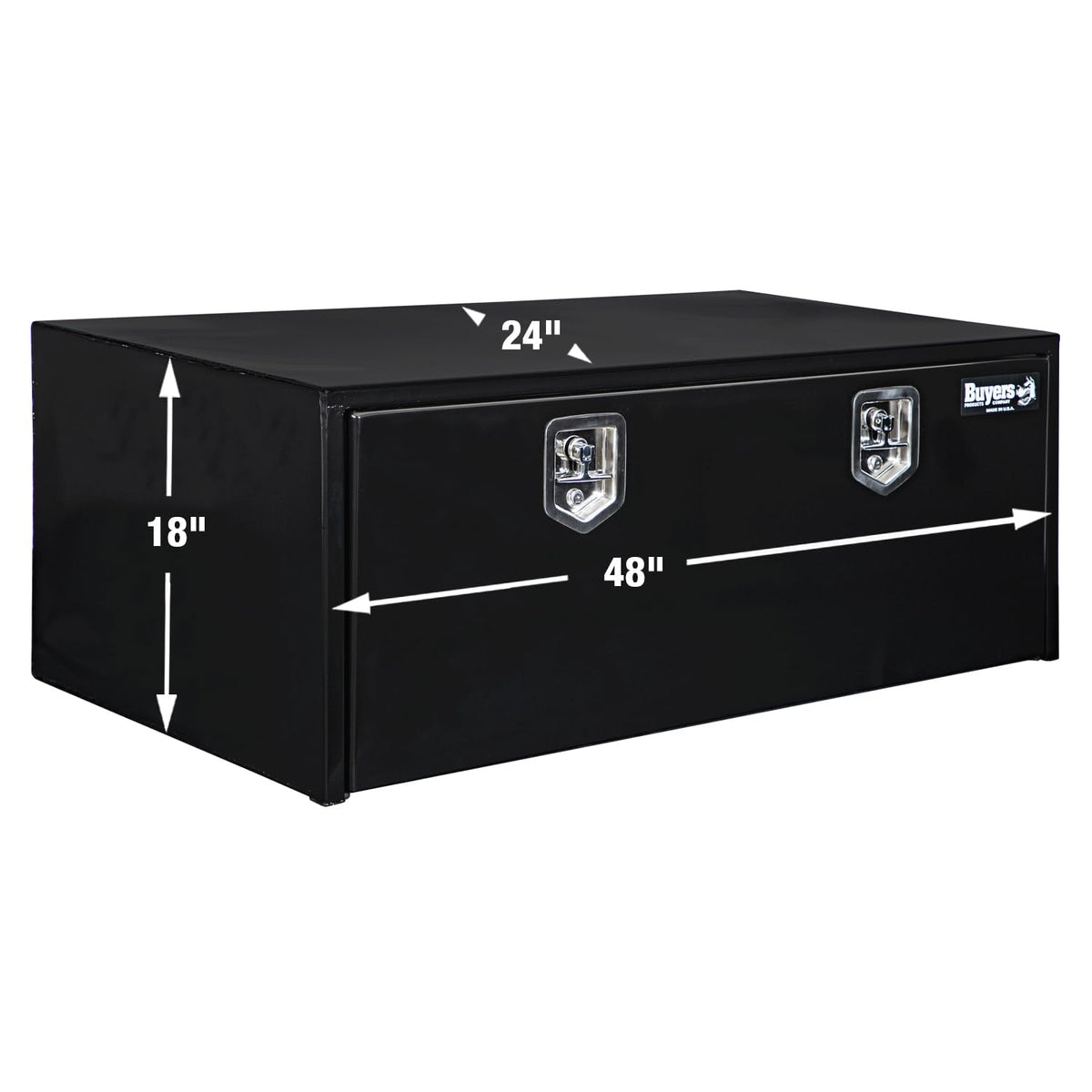 Buyers Products 1708310 Black Steel Underbody Truck Tool Box – 18 x 24 x 48 Inch - Truck Bed & Underbelly RV Storage Box, Locking T-Latch, Weather-Resistant, Heavy-Duty Flatbed Job Box, Made in USA
