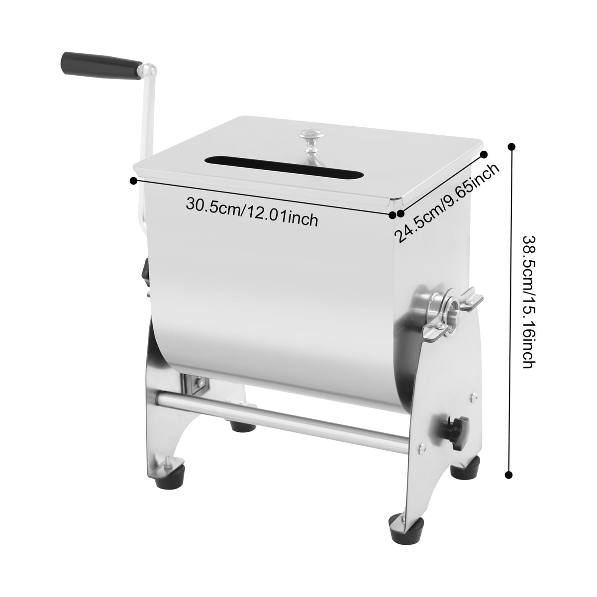 Meat Mixer, 22/44lbs Manual Stainless Steel Tilt Tank Hand Crank Sausage Mixer Machine Commerial Food Mixer with Removable Paddle for Home Deli Butcher Mixing Vegetables Spices (Tilt-type, 22lbs)