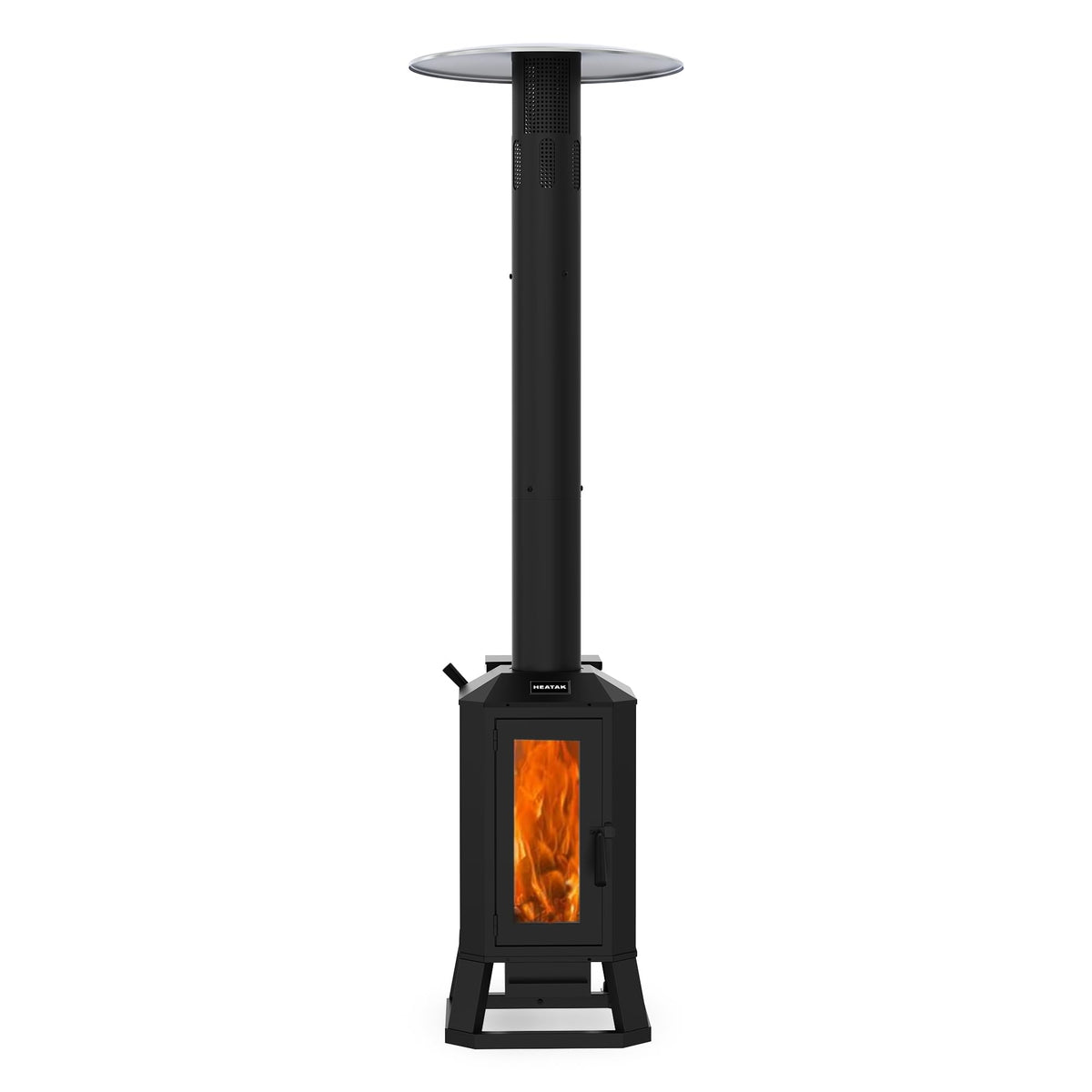 70,000 BTU Wood Pellet Outdoor Patio Heater with Glass Viewing Window – Pellet Heaters for Outdoor Use, Home, Gardens & Commercial - Portable with Wheels – Black