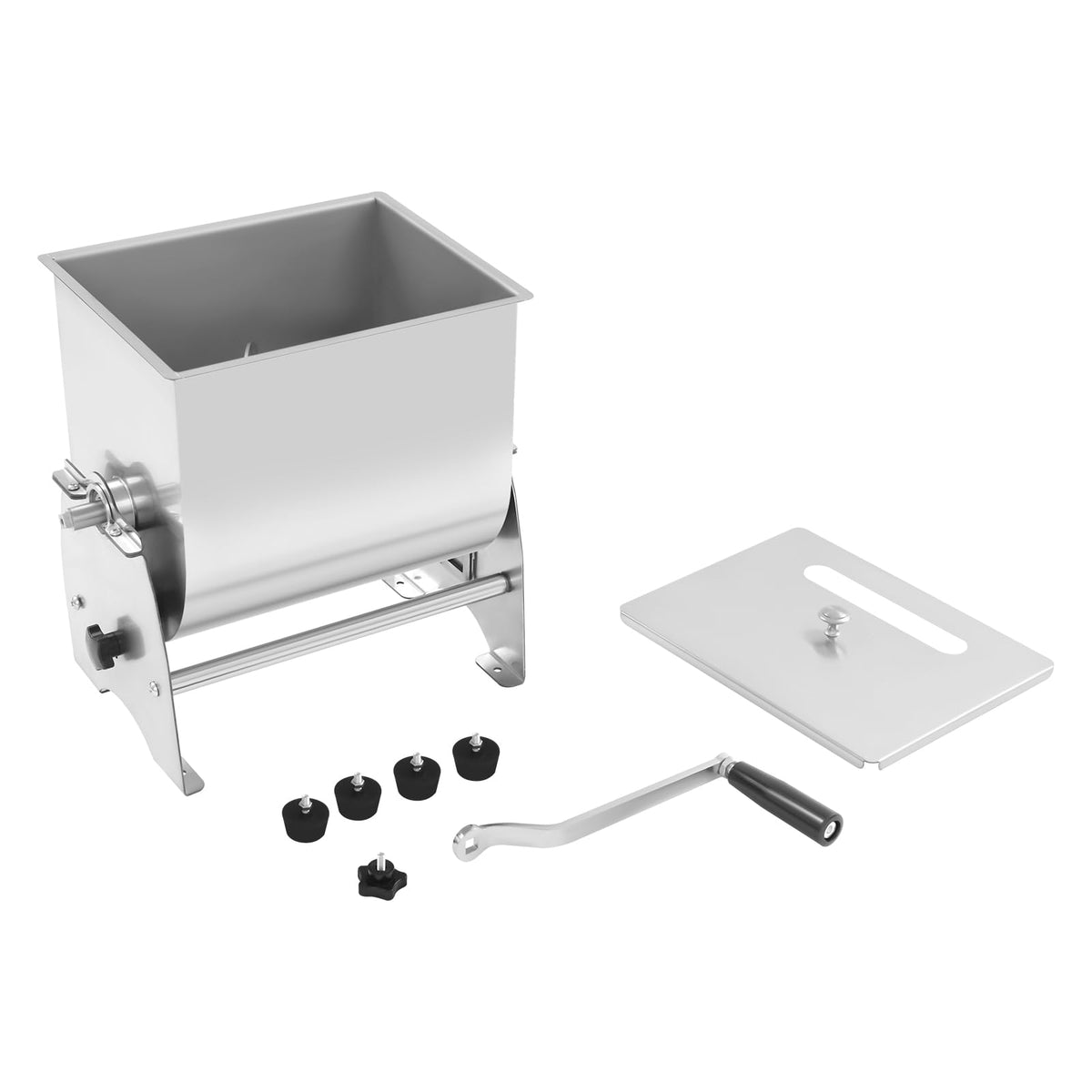 Meat Mixer, 22/44lbs Manual Stainless Steel Tilt Tank Hand Crank Sausage Mixer Machine Commerial Food Mixer with Removable Paddle for Home Deli Butcher Mixing Vegetables Spices (Tilt-type, 22lbs)
