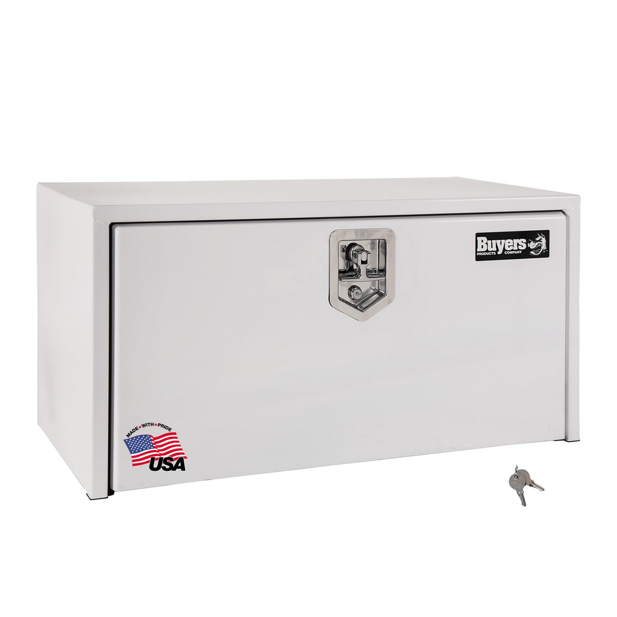 Buyers Products 1703400 White Steel Underbody Truck Tool Box, 14 x 16 x 24, Made in USA, 14 Ga Steel, Locking Stainless Latch, Weather-Resistant, Powder-Coated, Secure Storage for Work Trucks