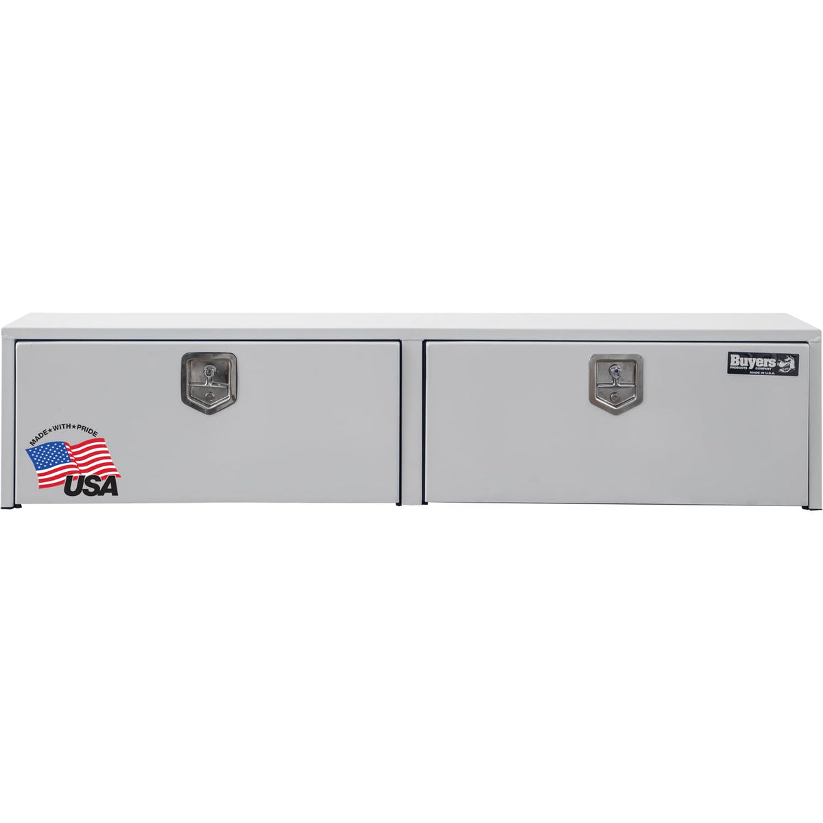 Buyers Products 1702895 White Steel Topsider Truck Box, 18 x 16 x 90 Inch, Heavy-Duty, Weather Resistant Storage for Professional Work Trucks, Made in USA