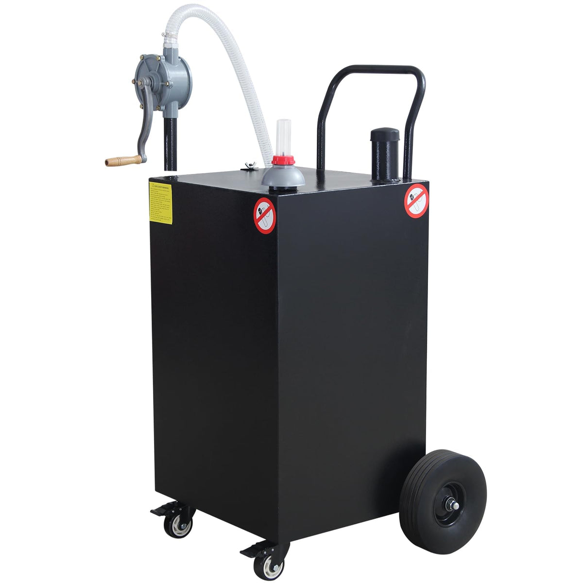 45 Gallon Fuel Caddy, Portable Gas & Diesel Storage Tank with Manual Pump, Fuel Caddy with 4 Wheels for Refueling Cars, Trucks, Lawn Mowers, ATVs, and Boats.