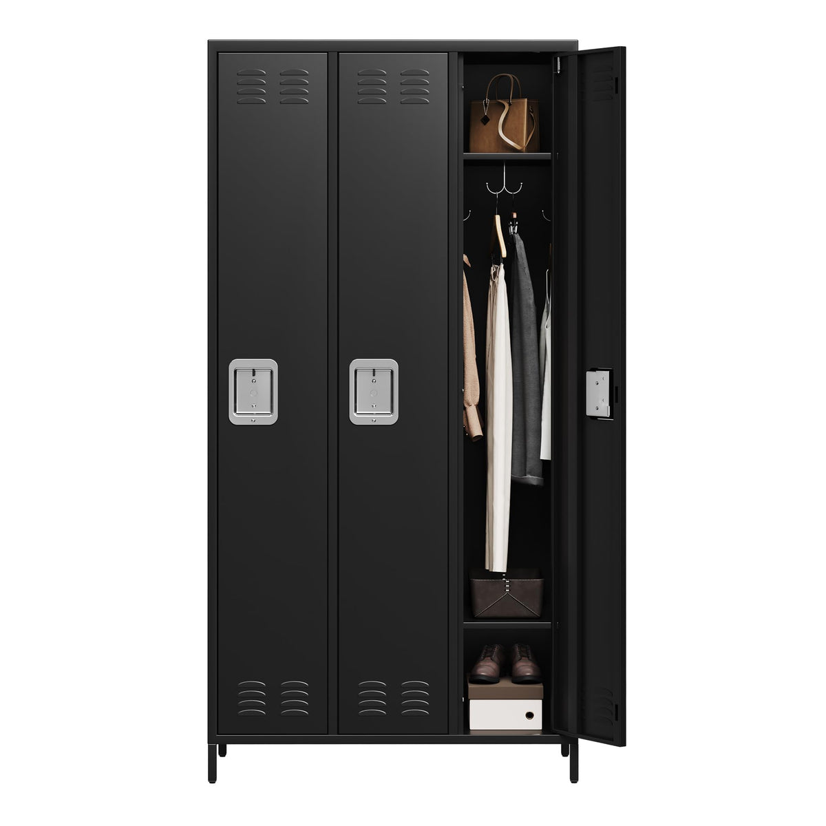 GAOMON 3 Door Metal Lockers, Industrial Double Lockers, Heavy Duty Steel Gym Lockers, Secure Storage Solutions, Perfect for Offices, Gyms, Schools and Homes, Metal Combination Lockers for Employees